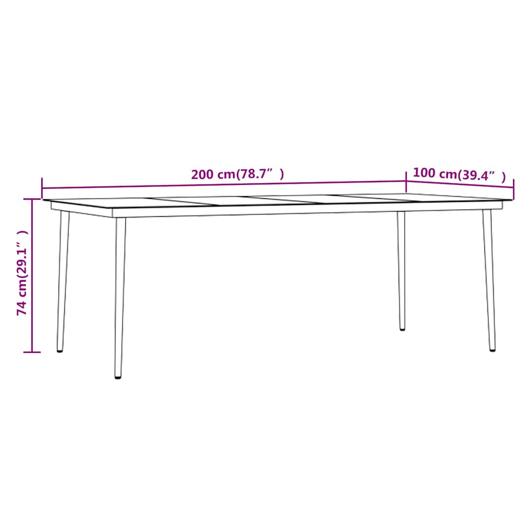 Set da Pranzo per Giardino 9 pz con Cuscini Grigio e Nero