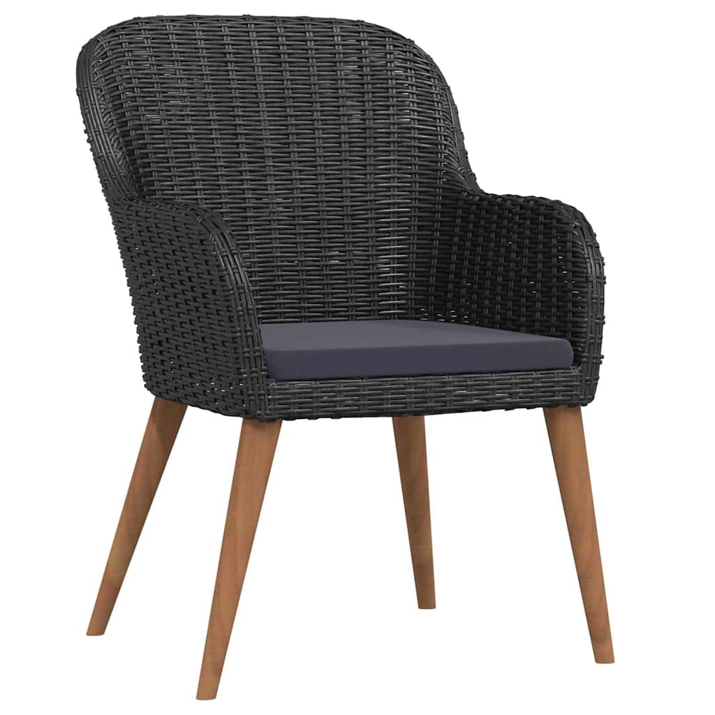 Set da Pranzo da Giardino 5 pz con Cuscini Nero