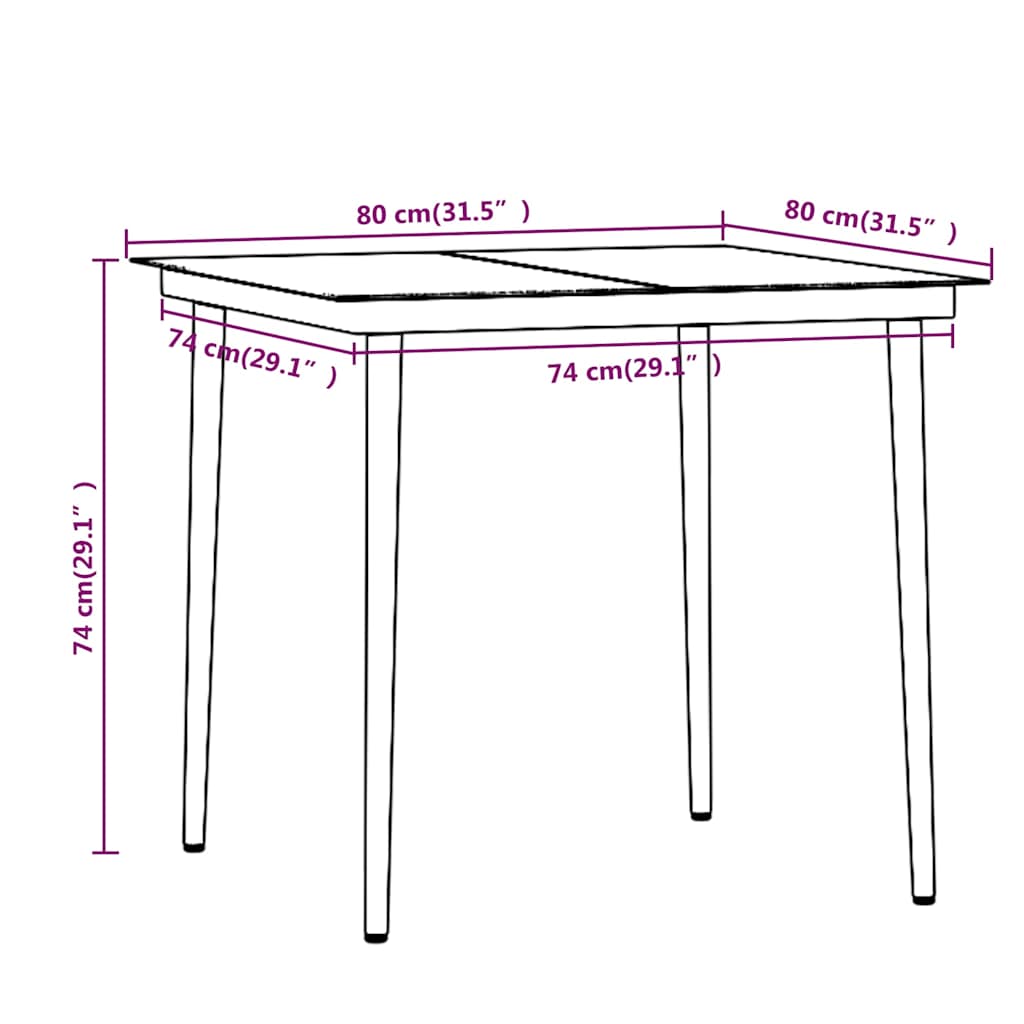Set da Pranzo da Giardino 5 pz con Cuscini Nero