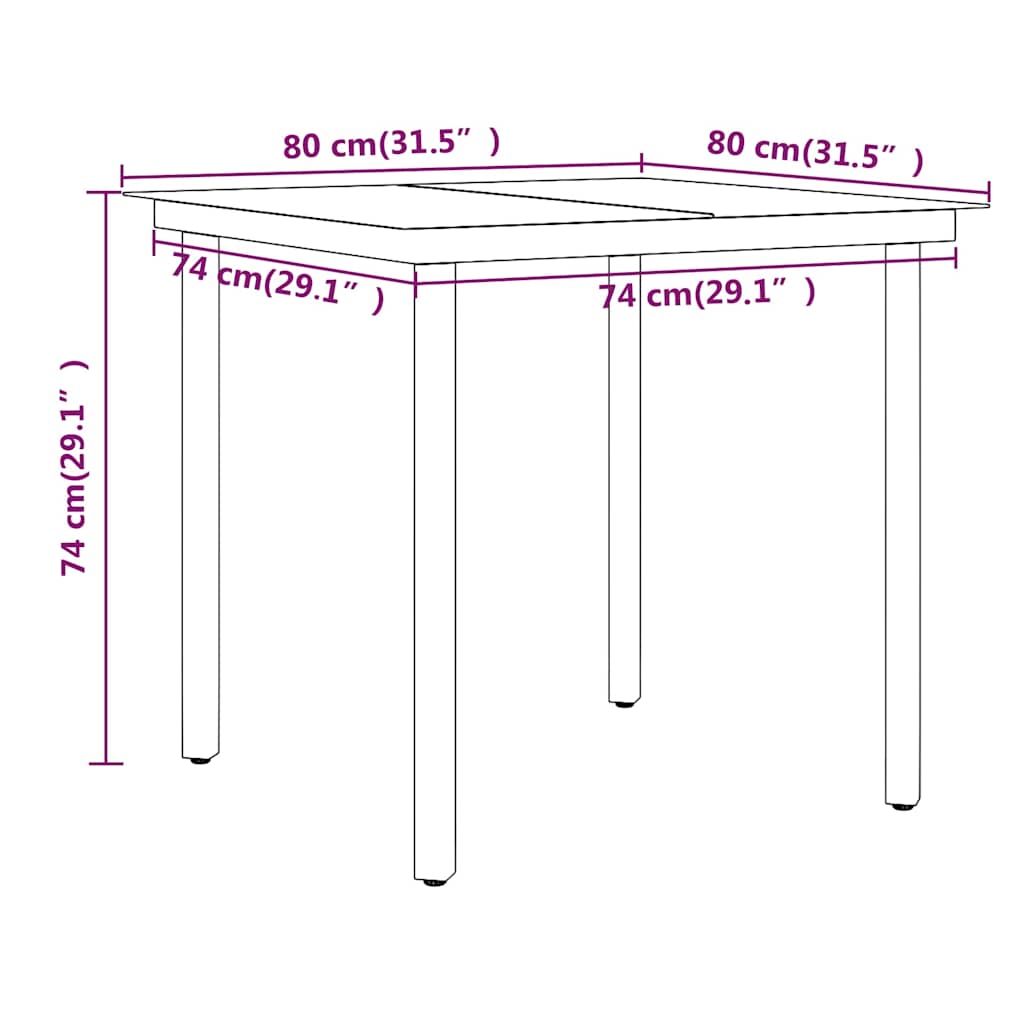 Set da Pranzo da Giardino 3 pz con Cuscini Nero