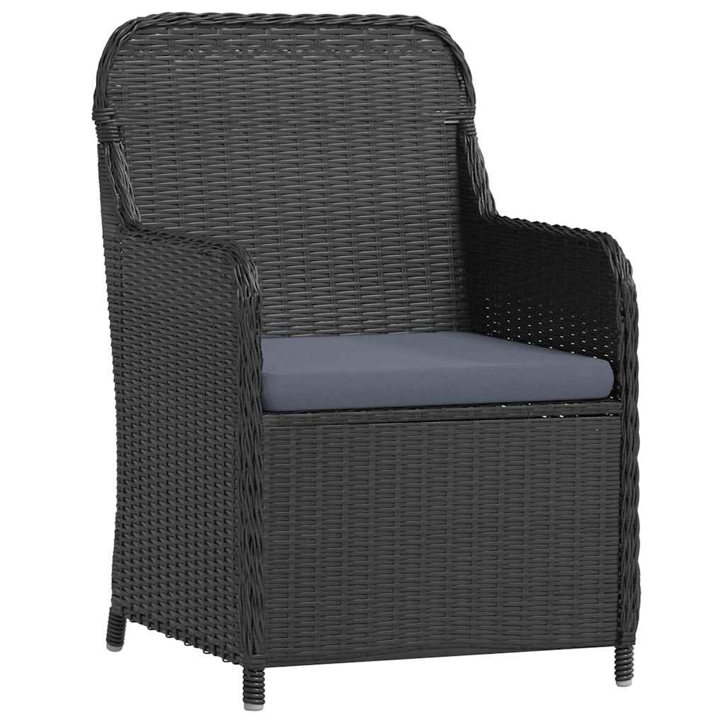 Set da Pranzo da Giardino 3 pz con Cuscini Nero