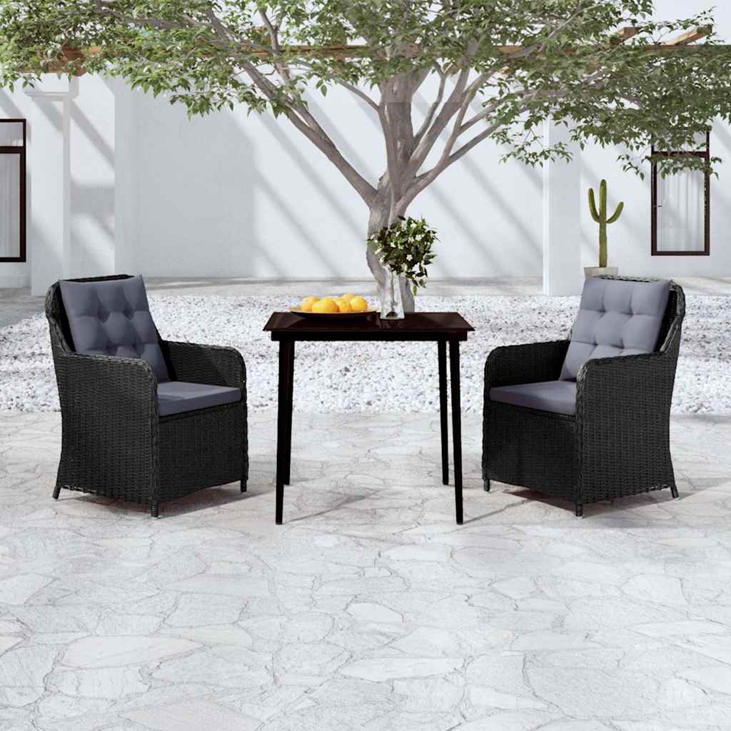 Set da Pranzo da Giardino 3 pz Nero