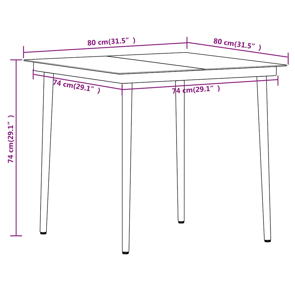 Set da Pranzo da Giardino 3 pz Nero