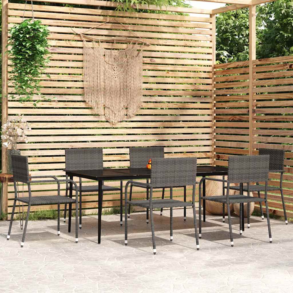 Set Mobili da Pranzo da Giardino 7 pz Grigio
