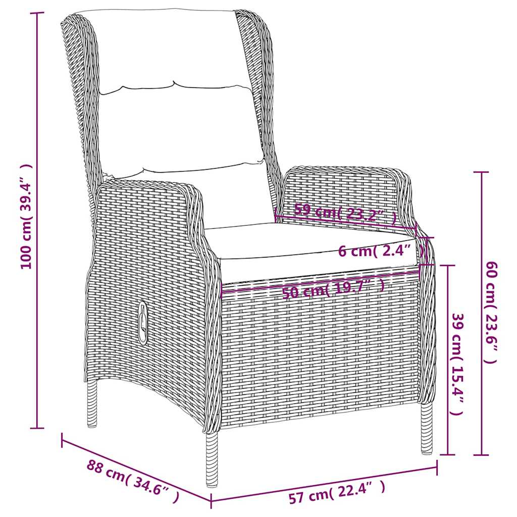 Set da Pranzo da Giardino 3 pz Grigio Scuro