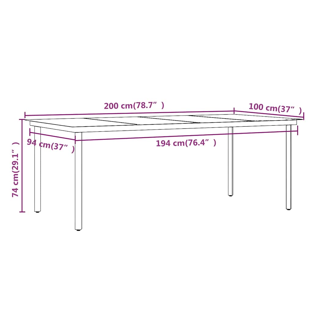 Set da Pranzo da Giardino 7 pz e Cuscini in Polyrattan e Vetro