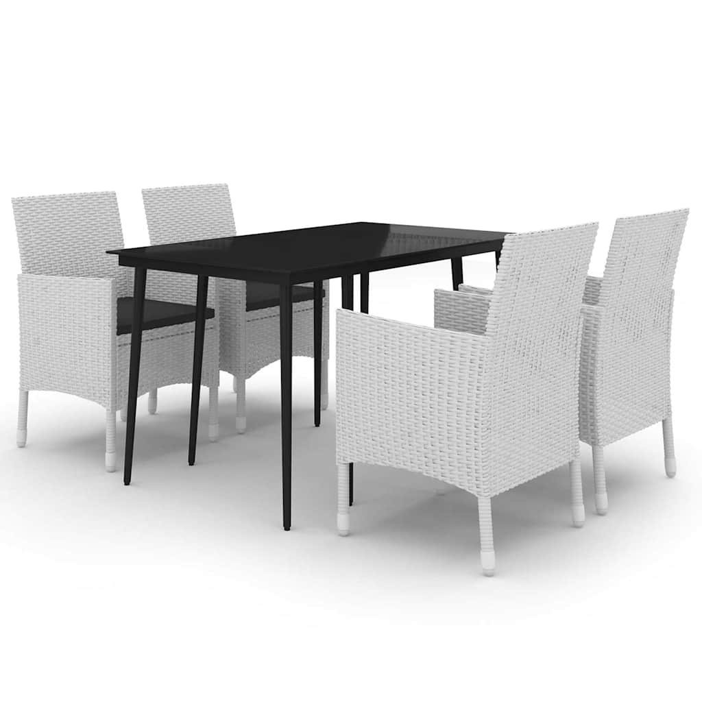 Set da Pranzo per Giardino 5 pz con Cuscini Polyrattan e Vetro
