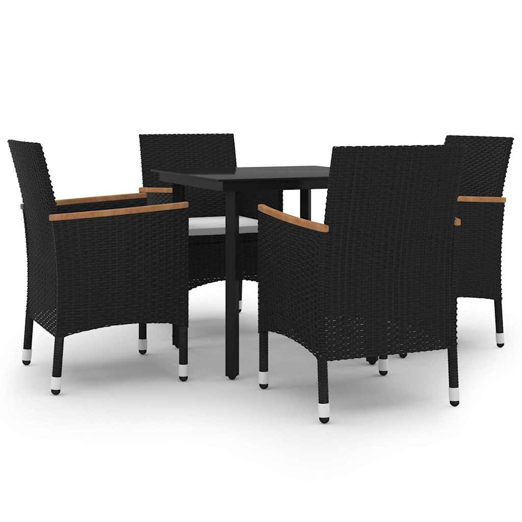 Set da Pranzo per Giardino 5 pz con Cuscini Polyrattan e Vetro