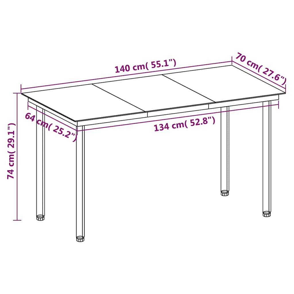 Set da Pranzo per Giardino 5 pz con Cuscini Polyrattan e Vetro
