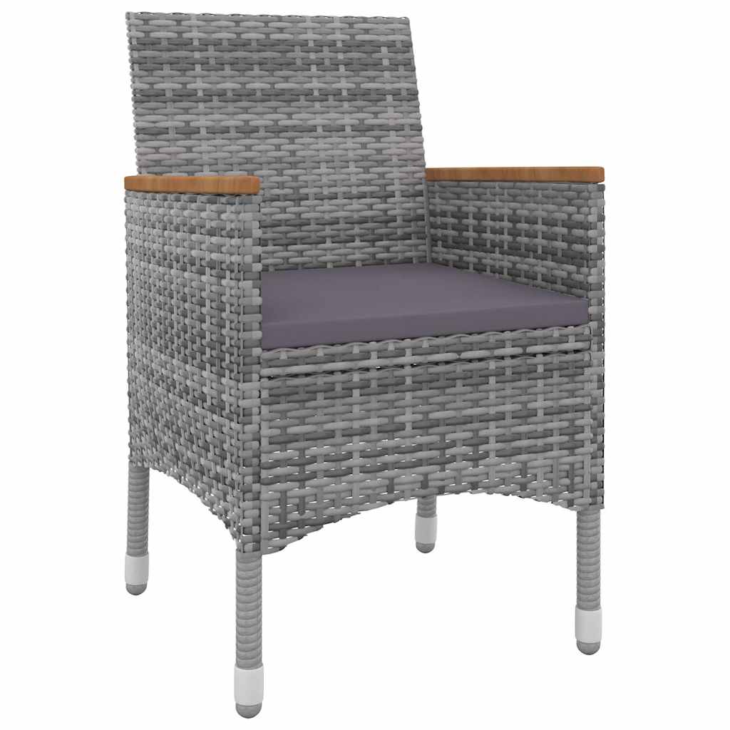 Set da Pranzo per Giardino 7 pz con Cuscini Polyrattan e Vetro