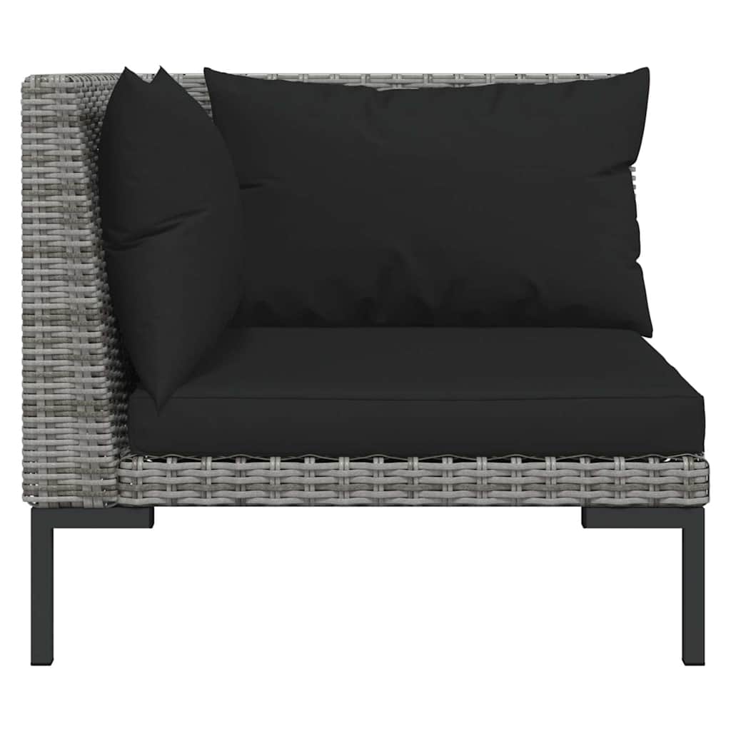 Set Divani da Giardino 4 pz con Cuscini Polyrattan Grigio Scuro