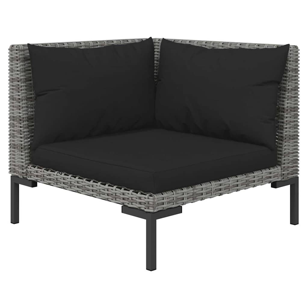 Salotto da Giardino 5 pz Rattan PE Grigio Scuro e Cuscini Neri