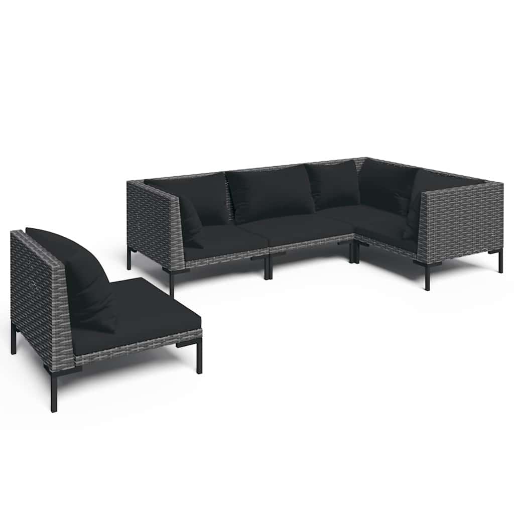 Salotto da Giardino 5 pz in Polyrattan Grigio Scuro
