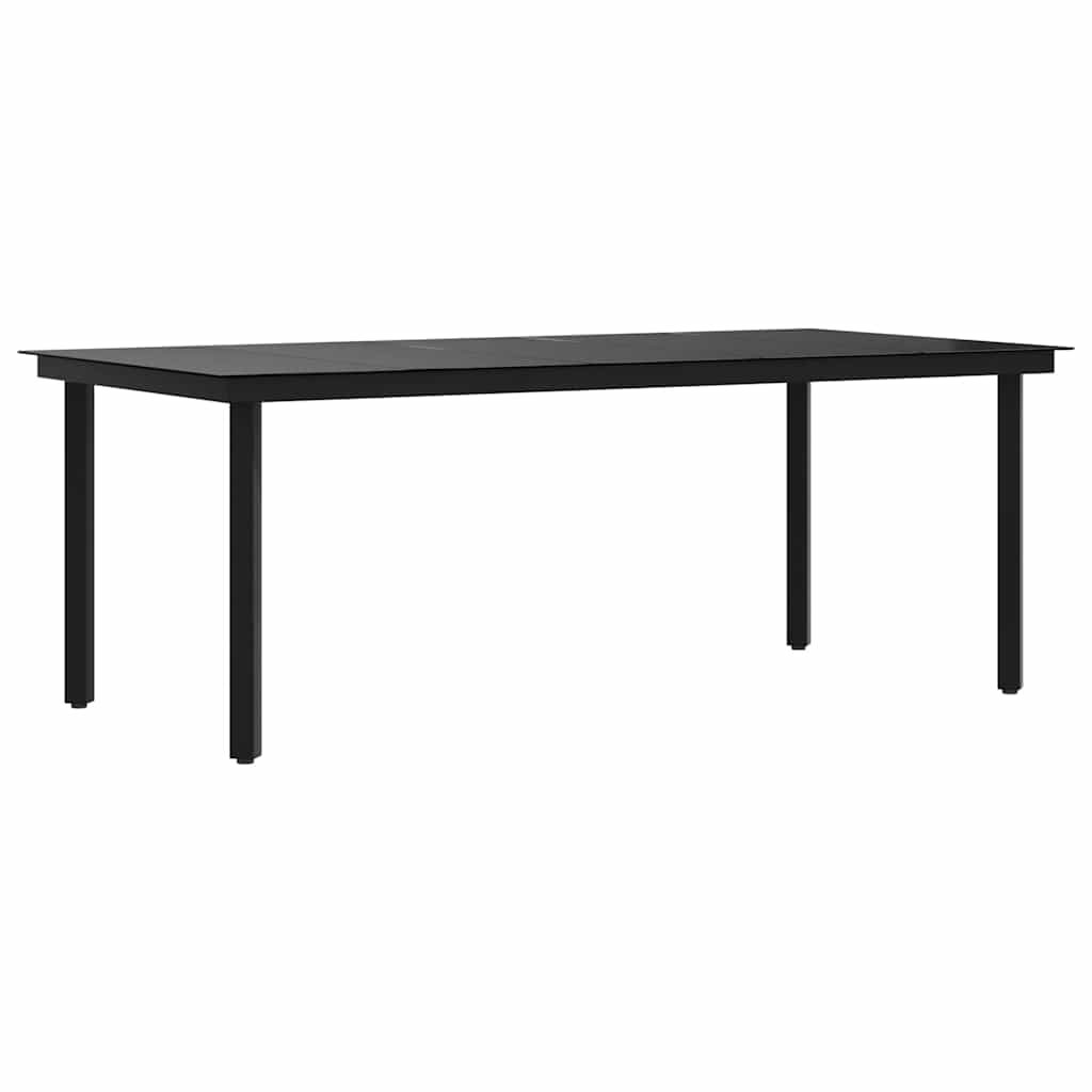 Tavolo da Pranzo da Giardino Nero 200x100x74 cm Acciaio e Vetro