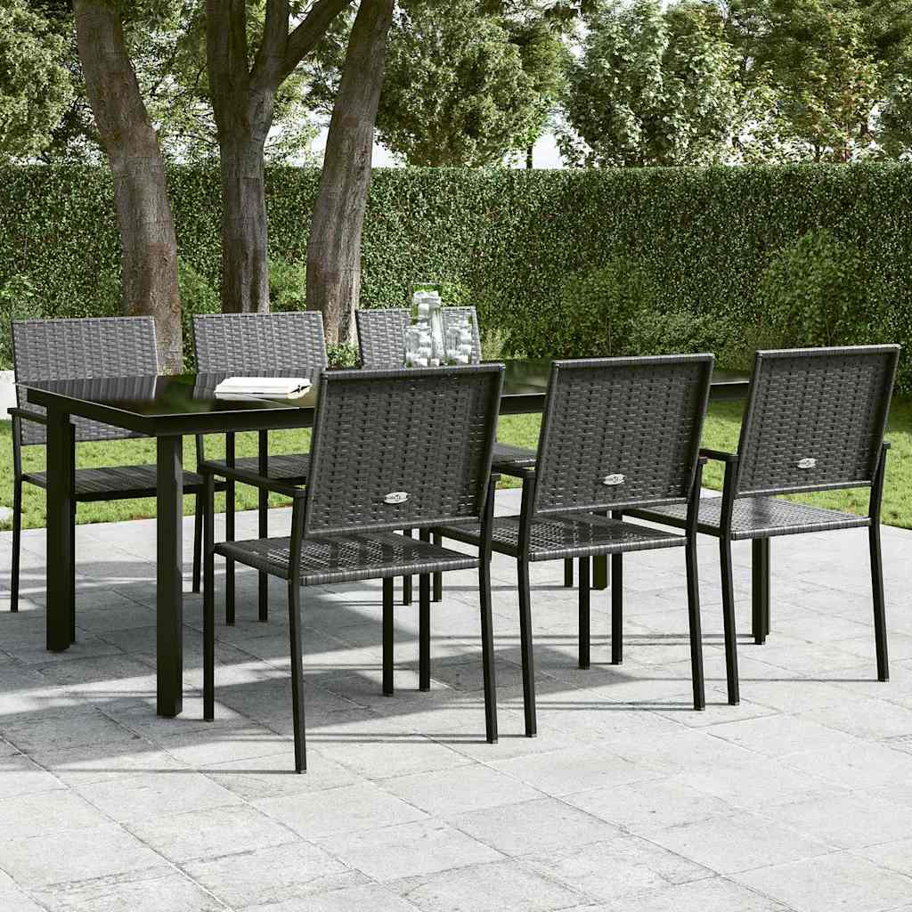 Tavolo da Pranzo da Giardino Nero 200x100x74 cm Acciaio e Vetro