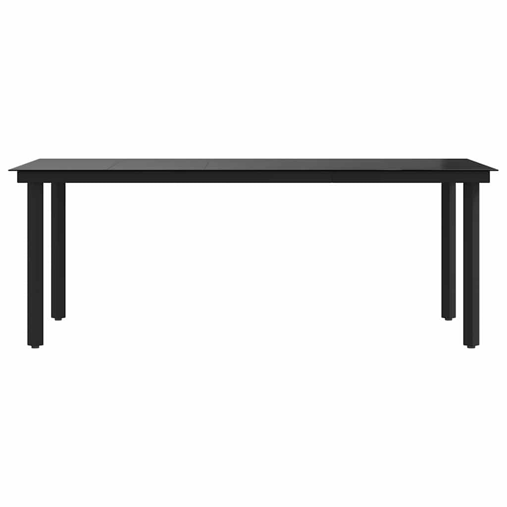 Tavolo da Pranzo da Giardino Nero 200x100x74 cm Acciaio e Vetro