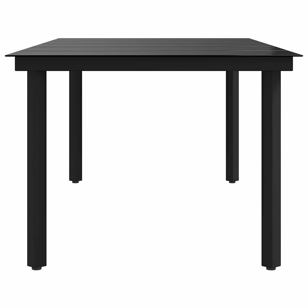Tavolo da Pranzo da Giardino Nero 200x100x74 cm Acciaio e Vetro