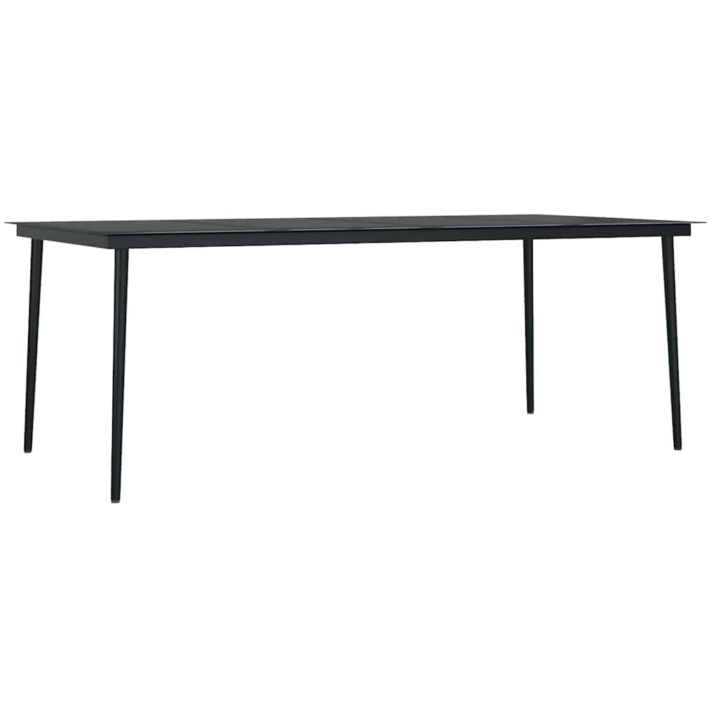 Tavolo da Pranzo da Giardino Nero 200x100x74 cm Acciaio e Vetro