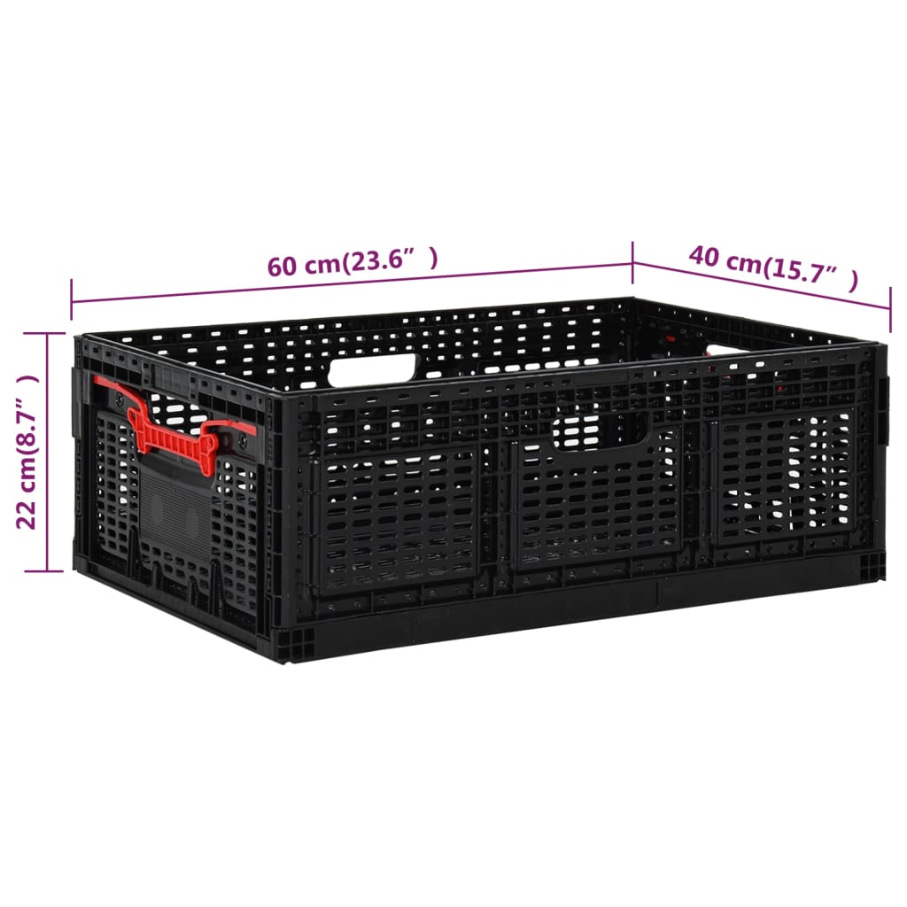 Scatole Pieghevoli 4 pz 60x40x22 cm Nere 46 L