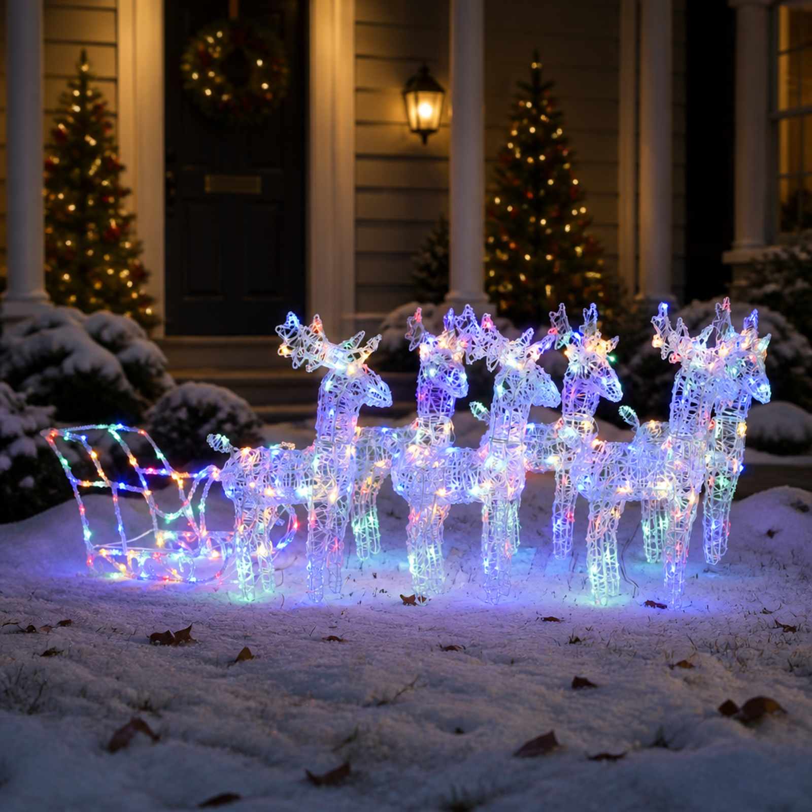 Decorazione Natalizia Renne e Slitta 320 LED Acrilico