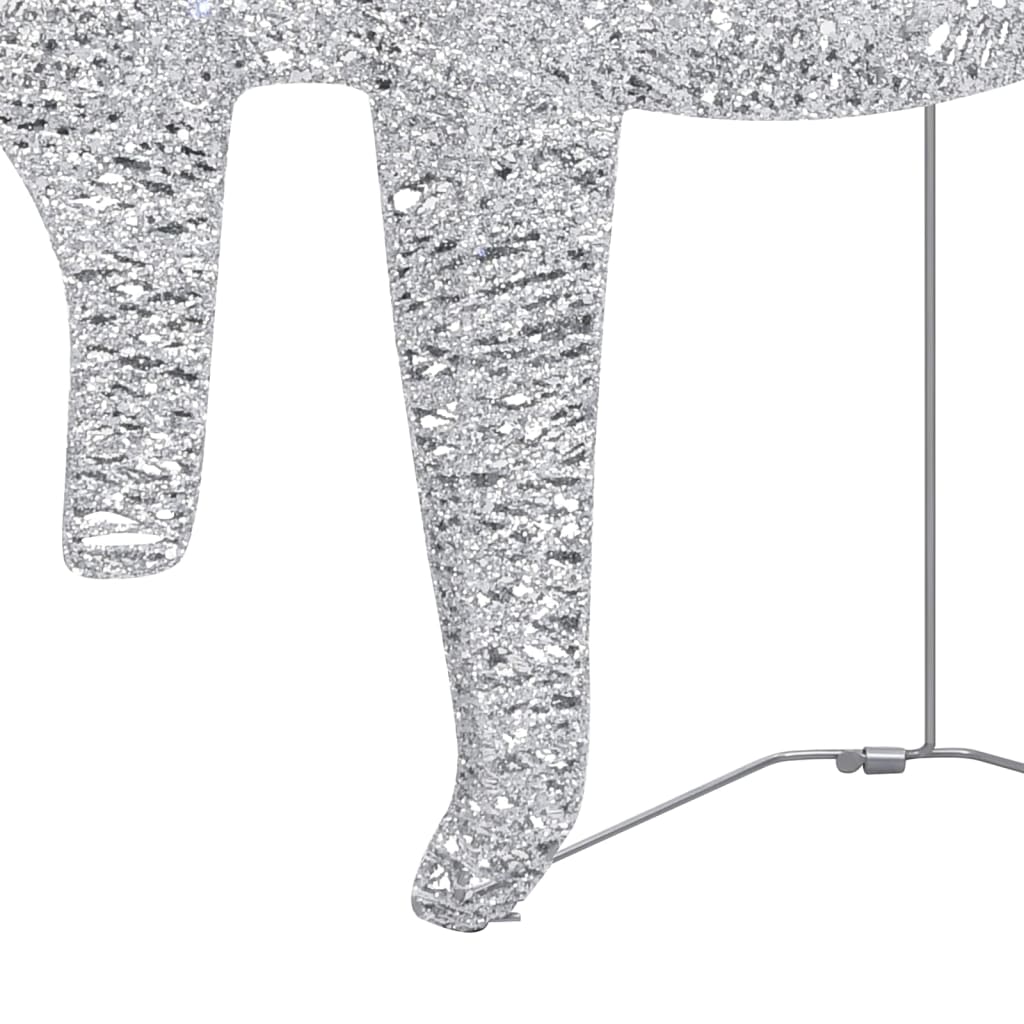 Renne e Slitta di Natale Decorazione Esterni 140 LED Argento