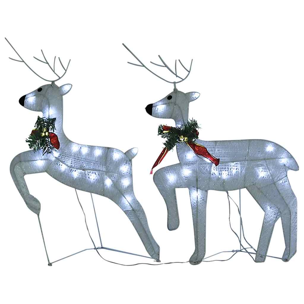 Renne e Slitta di Natale Decorazione Esterni 100 LED Bianco