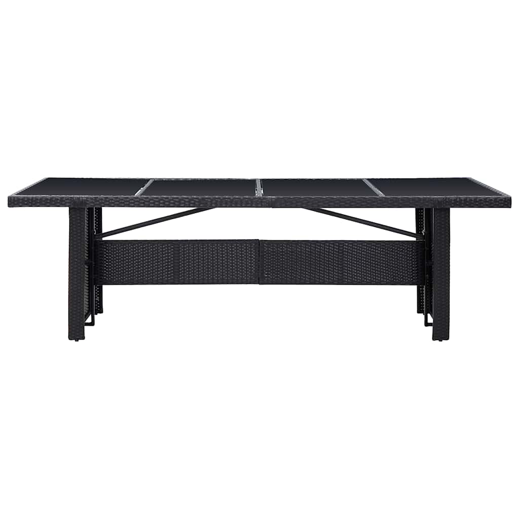 Tavolo da Giardino Nero 240x90x74 cm in Polyrattan e Vetro