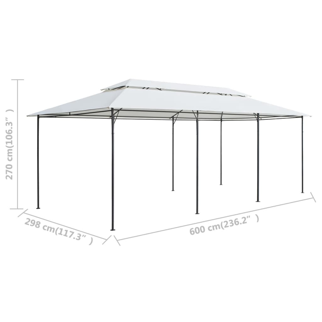 Gazebo 600x298x270 cm Bianco 180g/m²
