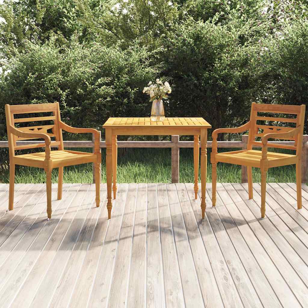 Set Pranzo da Giardino 3 pz in Teak Massello 85 x 85 cm