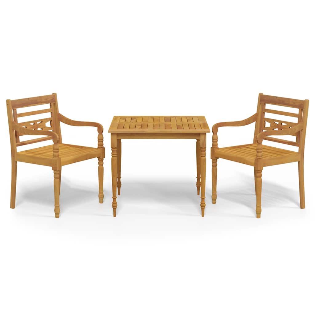 Set Pranzo da Giardino 3 pz in Teak Massello 85 x 85 cm