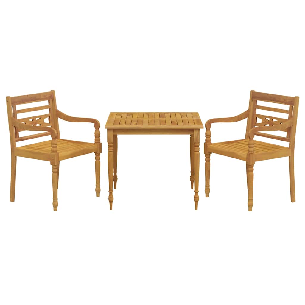 Set Pranzo da Giardino 3 pz in Teak Massello 85 x 85 cm