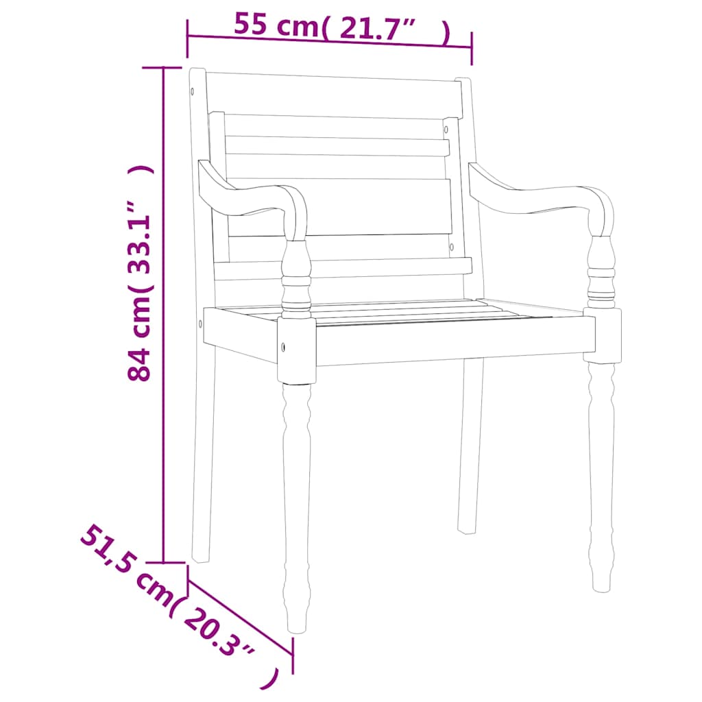 Set Pranzo da Giardino 3 pz in Teak Massello 85 x 85 cm