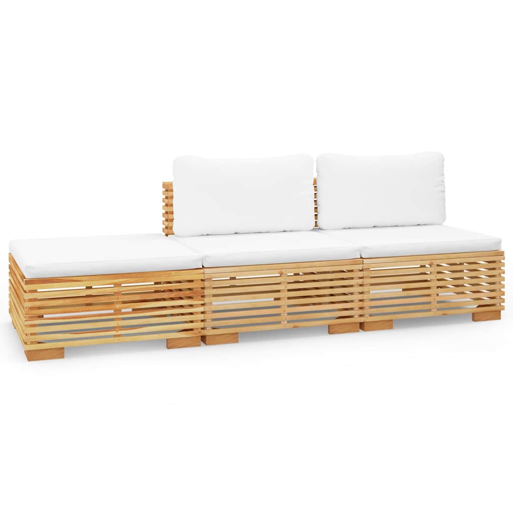 Salotto da Giardino 6 pz in Teak con Cuscini Bianco Crema