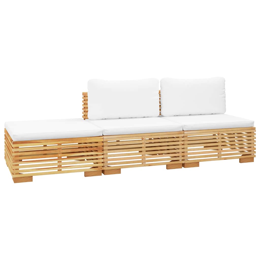 Salotto da Giardino 6 pz in Teak con Cuscini Bianco Crema