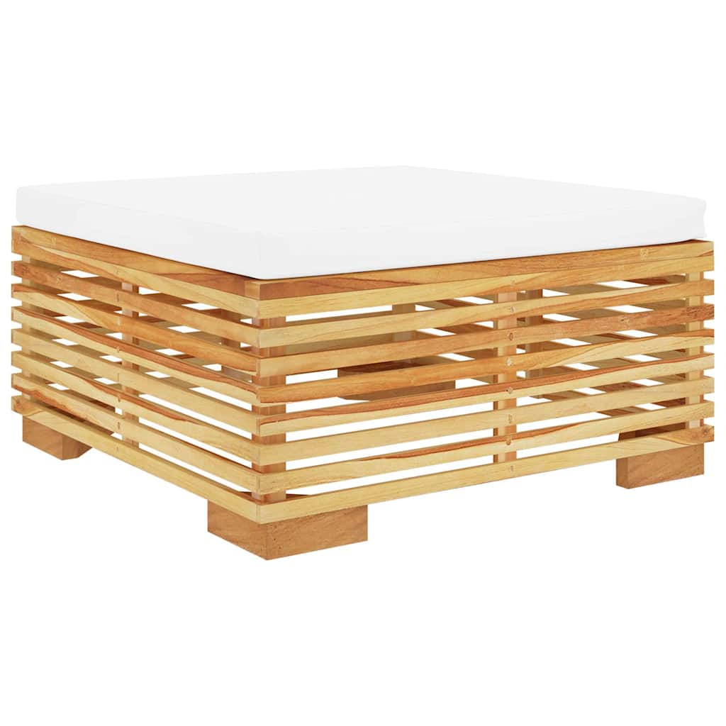 Salotto da Giardino 6 pz in Teak con Cuscini Bianco Crema