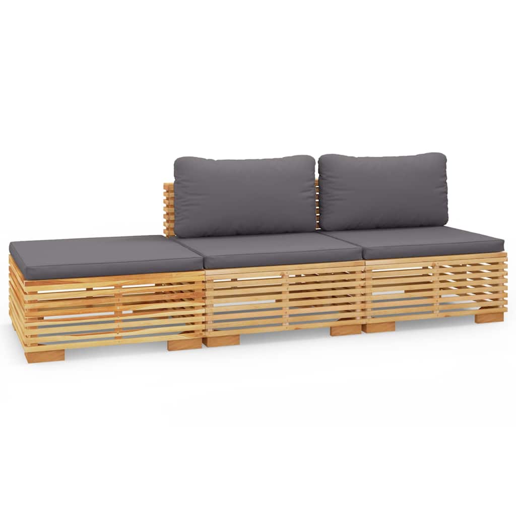 Salotto da giardino 6 pz in teak massello con cuscini grigi
