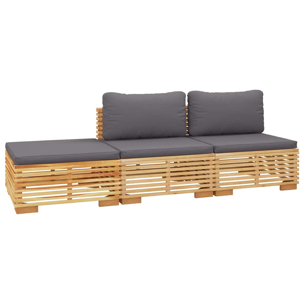 Salotto da giardino 6 pz in teak massello con cuscini grigi