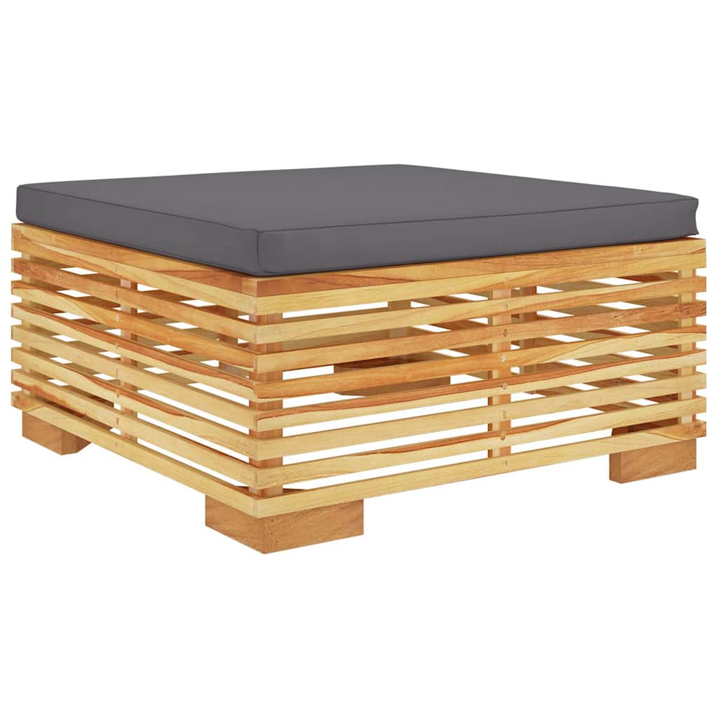 Salotto da giardino 6 pz in teak massello con cuscini grigi