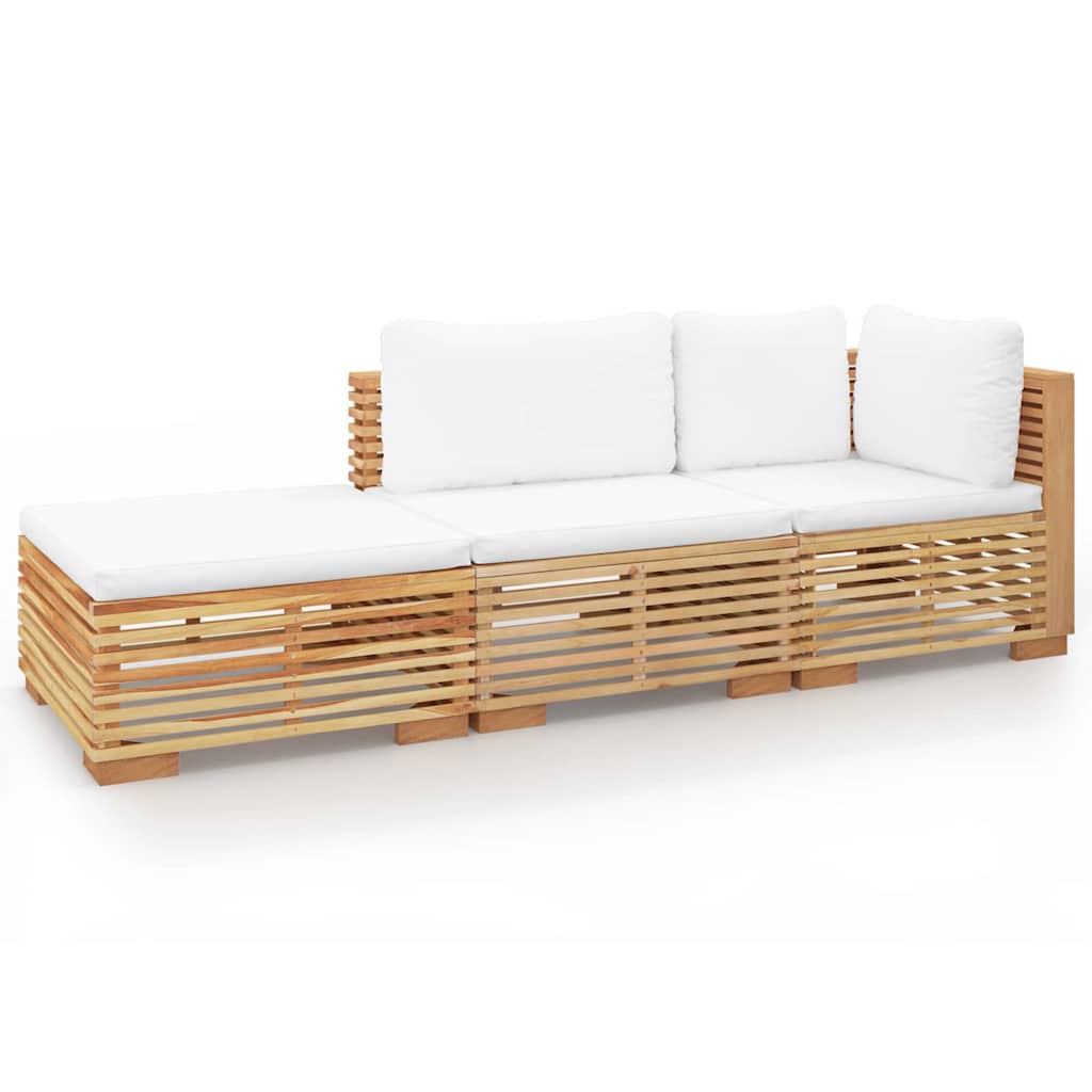 Set Divani da Giardino 3 pz con Cuscini Legno Massello di Teak",