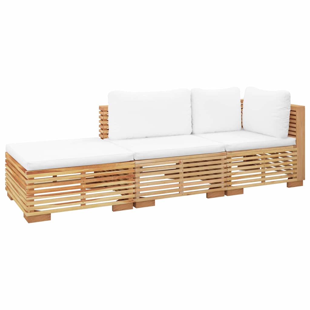 Set Divani da Giardino 3 pz con Cuscini Legno Massello di Teak",