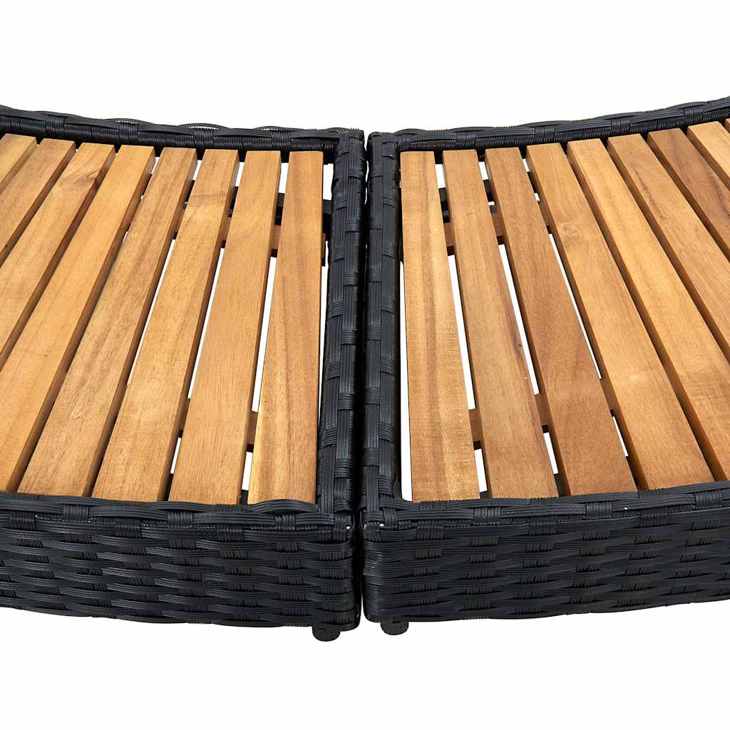 Bordo Spa Nero in Polyrattan e Legno d'Acacia
