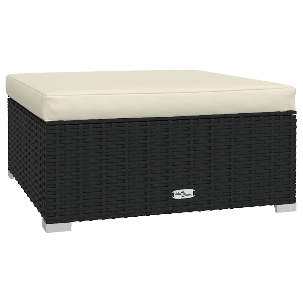 Divani da giardino modulari 5 pz in rattan PE nero, cuscini crema