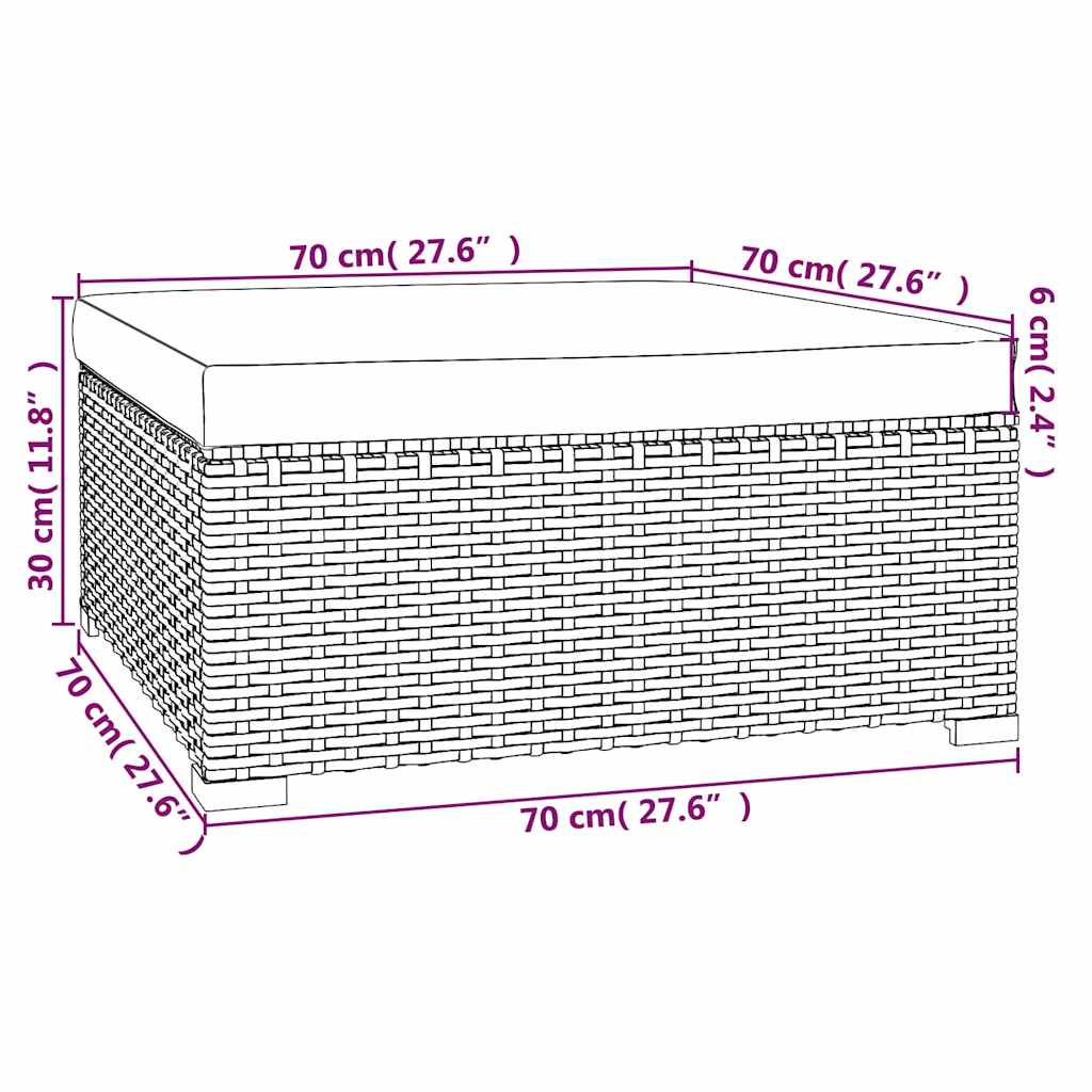 Divani da giardino modulari 5 pz in rattan PE nero, cuscini crema