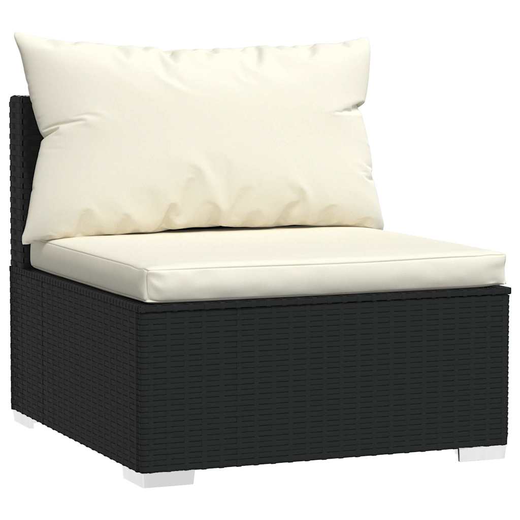 Divano da Esterno Modulare 5 pz in Polyrattan Nero e Crema