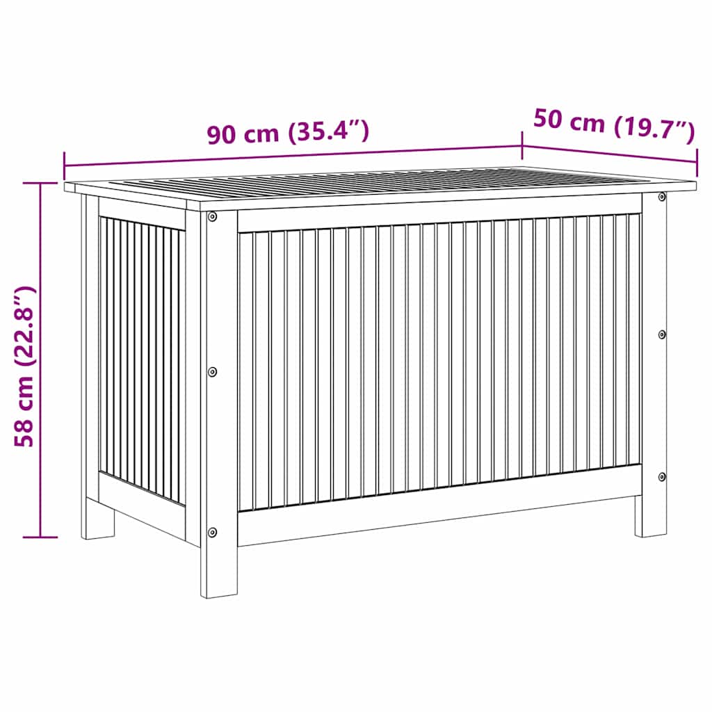 Contenitore da Giardino 90x50x58 cm in Legno Massello di Acacia