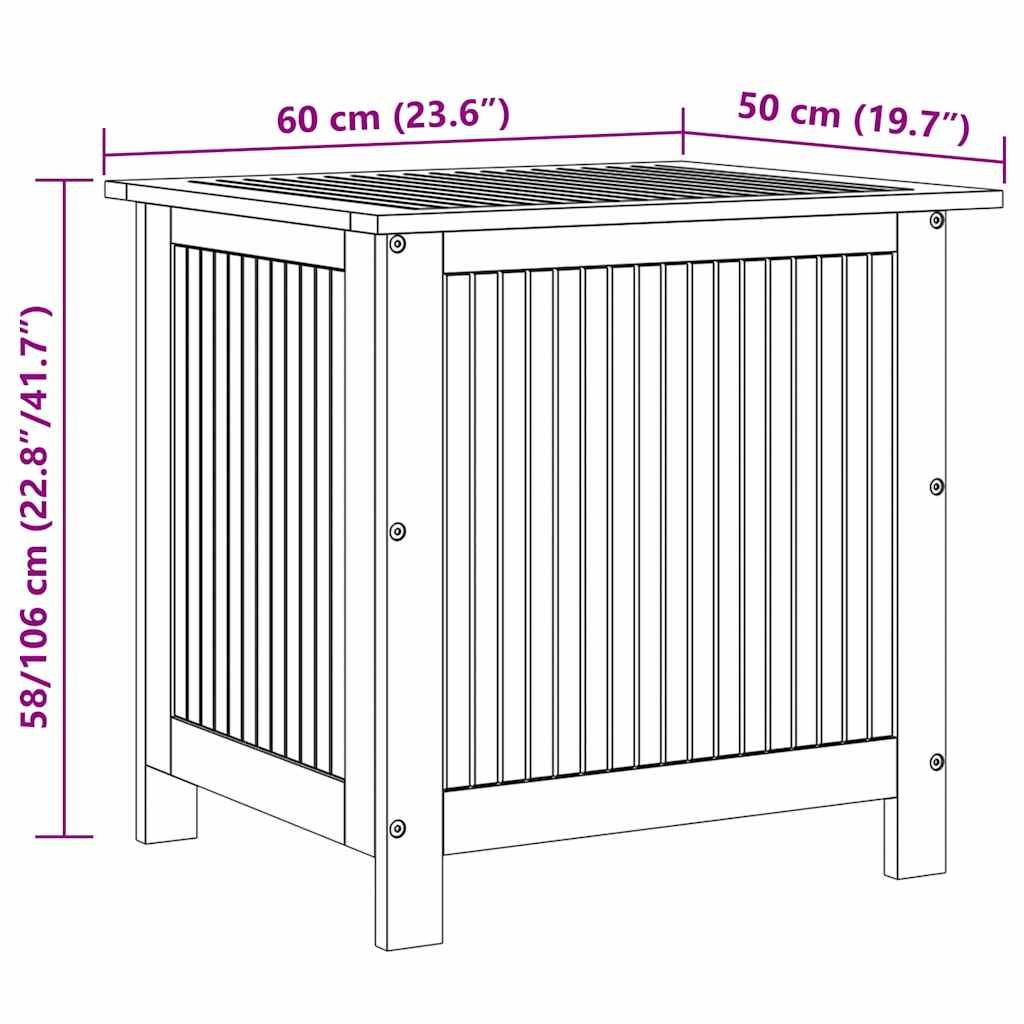 Contenitore da Giardino 60x50x58 cm in Legno Massello di Acacia