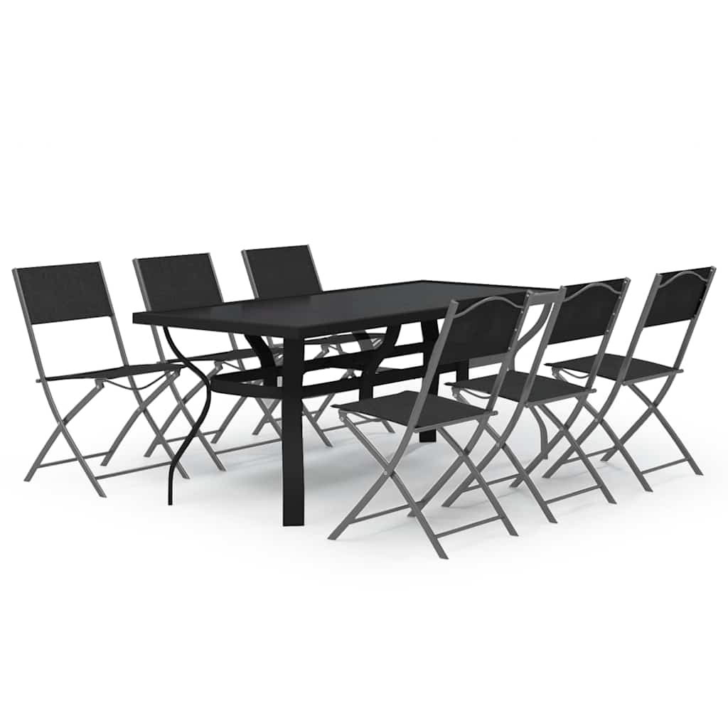 Set da Pranzo da Giardino 6 Sedie Grigio e Nero
