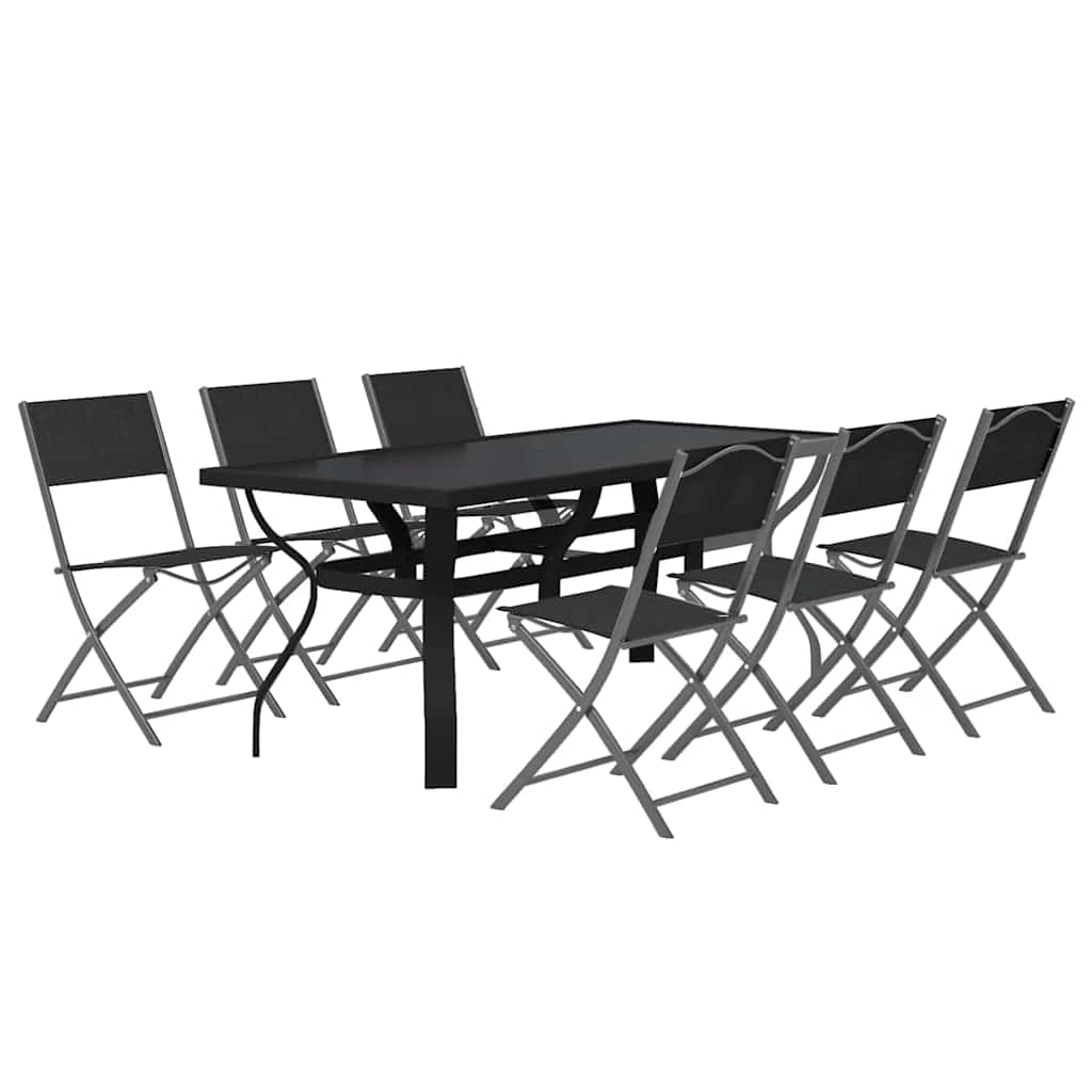 Set da Pranzo da Giardino 6 Sedie Grigio e Nero