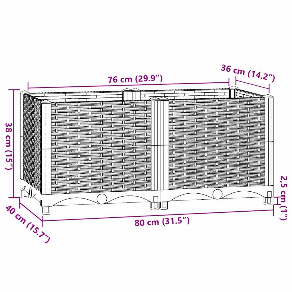 Fioriera Rialzata 80x40x38 cm in Polipropilene