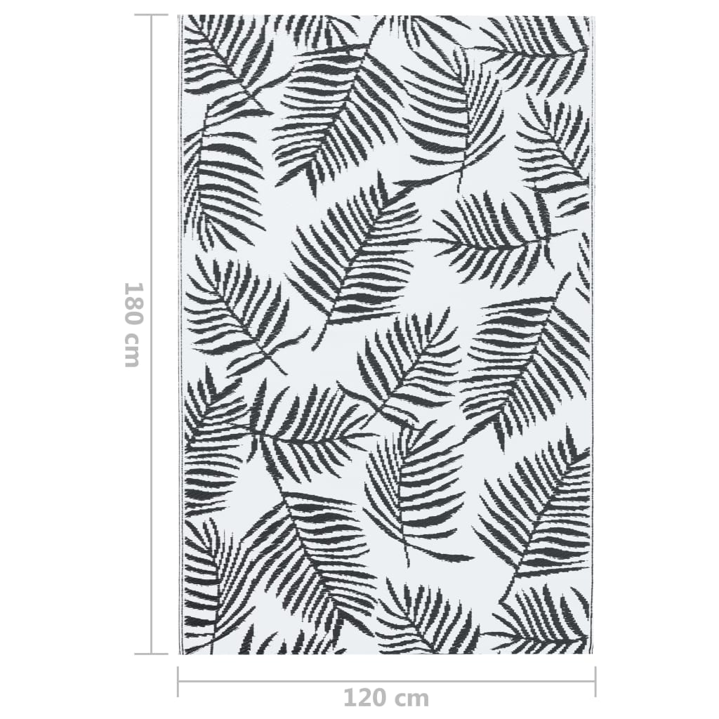 Tappeto da Esterni ARAKIL Bianco e Nero 120x180 cm in PP
